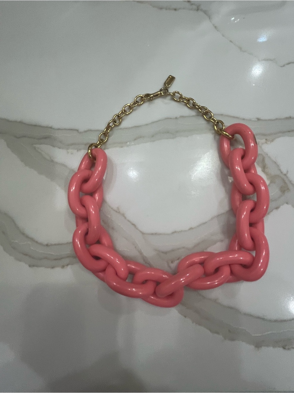 Coach Bold Coral Resin Chain Statement Necklace with Gold Accents
